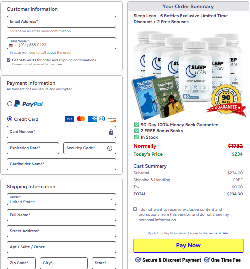 Sleep Lean Checkout Page